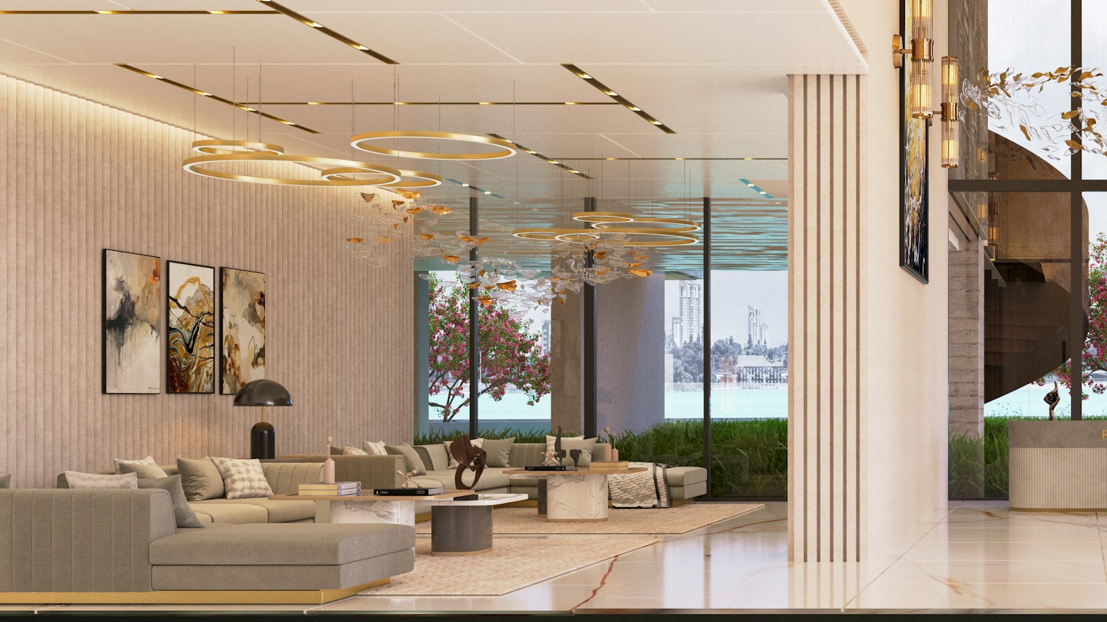 Quiet, carefully composed luxury hospitality interior
